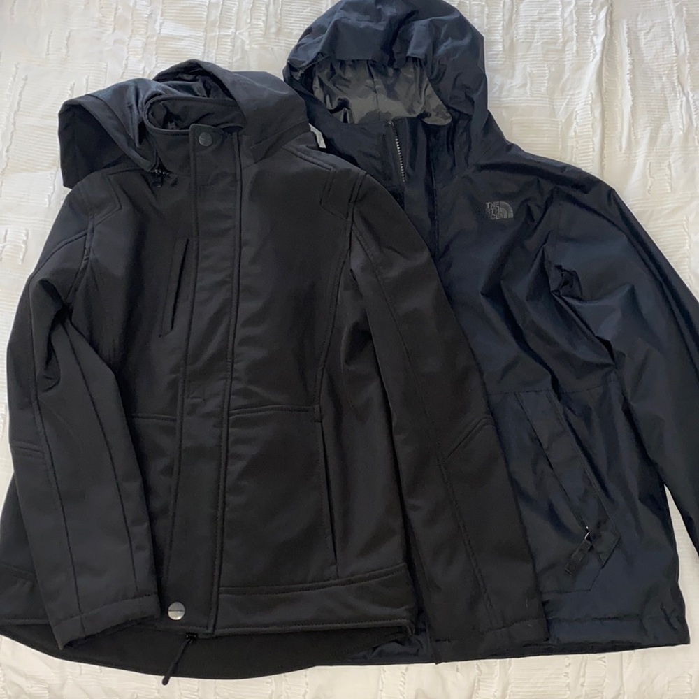 2 black rain jackets, boys 14/16 large junior